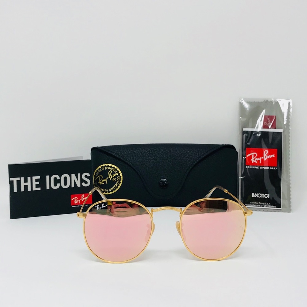 Ray-Ban 50mm RB3447 Rose Gold Round sunglasses